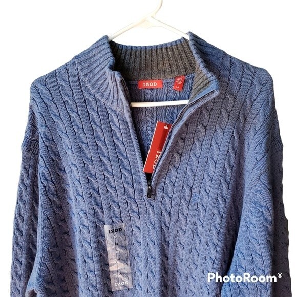 NWT Izod Mens 1/4 zip mock neck pullover Size L - Picture 1 of 5